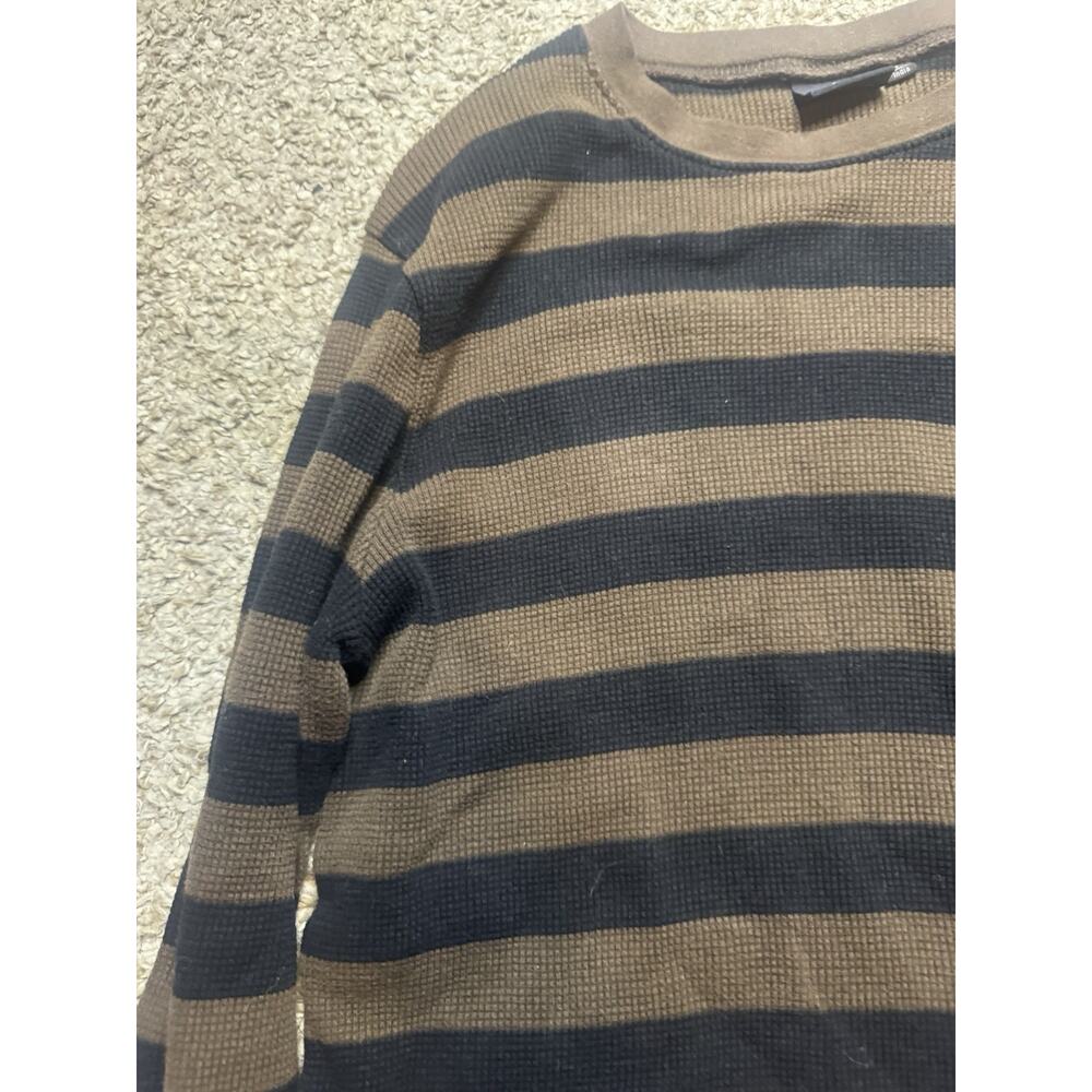 Vans Striped Waffle Thermal Long Sleeve Shirt Brown Black Women’s large - Picture 4 of 9